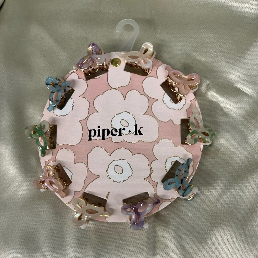 NWT ⚜️🎀⚜️ Piper K Metal and acrylic mini bows hair claw clips - Picture 8 of 8
